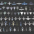 Assorted Airplane And Helicopter Models With Diverse Designs Sizes And Types 3d model