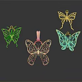 Elegant Golden Butterfly Jewelry With Intricate Patterns And Reflective Surfaces