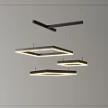 Modern Square Rectangle Hanging Chandelier With Illuminated Layers And Geometric Design 3d model