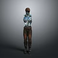 3D Sci Fi Character With Transparent Mechanical Torso Blue Glowing Interior Brown Pants And Boots