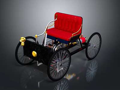 Vintage Tricycle With Red Upholstered Seat Black Frame And Gold Decorative Accents 3d model