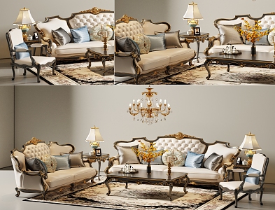 Jane European Sofa Coffee Table Combination 3d model