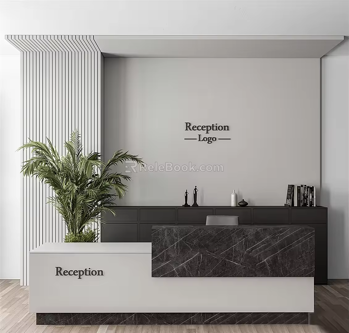 Modern Reception Desk Office Front Desk Minimalist Front Office Front Office 3d model
