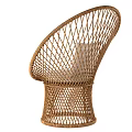 Comfortable Stylish Handwoven Wicker Leisure Chair with Round Design and Cream Cushion