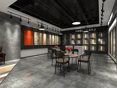 Modern Open Kitchen Concept Showroom With Stylish Interior Design Elements 3d model