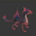 Fantasy Role And Creature Blue Pink Scaled Dragon With Spiked Wings Tail Mythical Beast