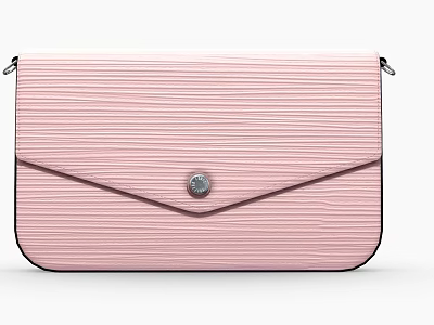 Pink Vertical Striped Clutch Bag With Metallic Button And Sleek Design 3d model