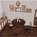 Cozy Dining Space With Stylish Wall Lamp Round Table And Decorative Wall Art