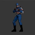 Captain America Action Figure In Blue Uniform With Red White Star And Fighting Stance