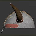 Viking Horned Helmet Weapon With Silver Decorative Patterns Red Accents And Traditional Design