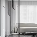 Modern Glass Partition Design For Stylish Bedroom Interior With Geometric Patterns 3d model
