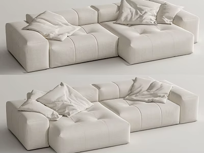 Modern Beige Fabric Two-seater Sofa With Plush Cushions And Contemporary Design 3d model