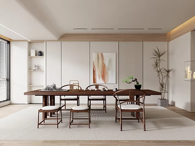 Modern Tea Room Tea Table and Chair Combination 3d model