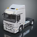 White Mercedes-Benz Semi Truck With Modern Cab Design And Yellow Warning Lights 3d model