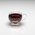Transparent Glass Cup With Dark Red Liquid On White Background With Reflection