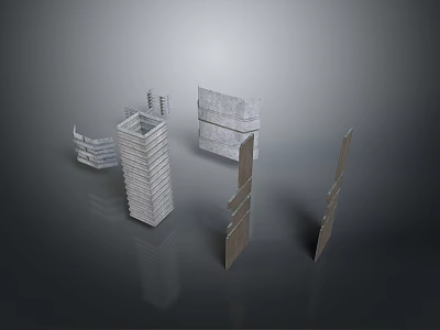 Modern Architectural Models In White And Gray With Various Shapes On Dark Background 3d model