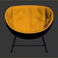 Modern Orange Round Chair With Upholstered Seat And Black Metal Frame