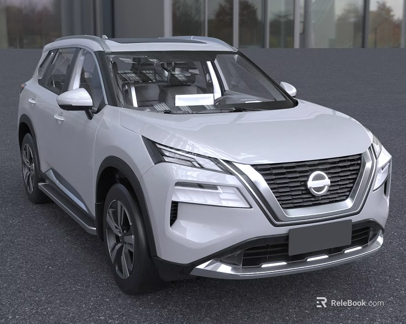 White Nissan SUV With Modern Front Design LED Headlights And Chrome Grille 3d model 