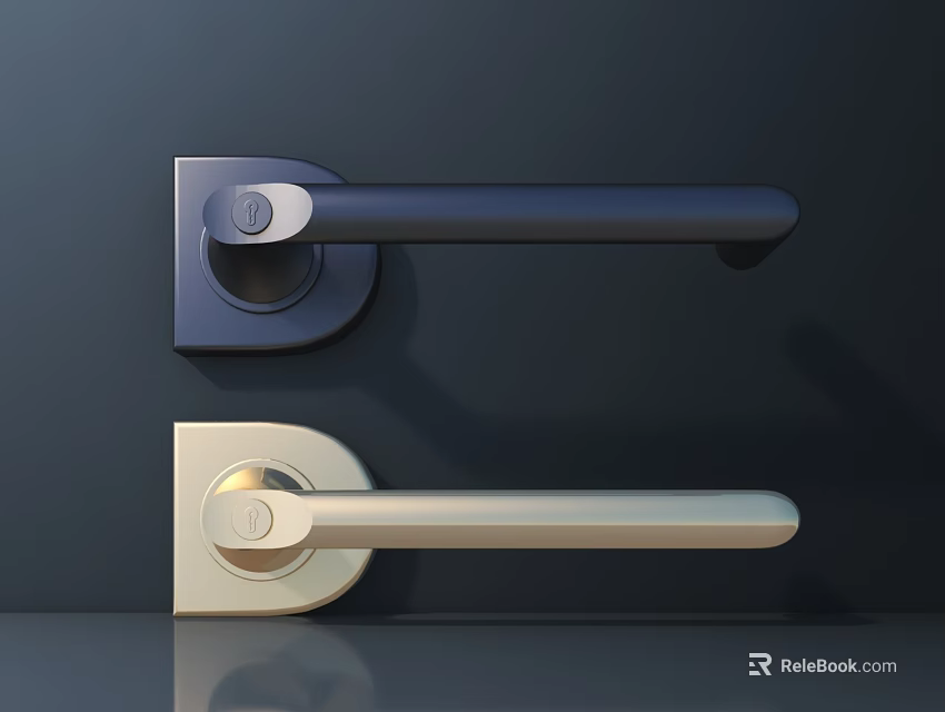 Modern Door Handles In Dark And Light Colors With Sleek Design For Home Use 3d model 