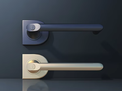 Modern Door Handles In Dark And Light Colors With Sleek Design For Home Use 3d model