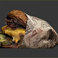 Delicious Hamburger With Crispy Bacon Melted Cheese Fresh Lettuce And Juicy Patty