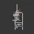 Industrial Mechanical Equipment With Metal Frame Orange Pipes And Blue Control Panel
