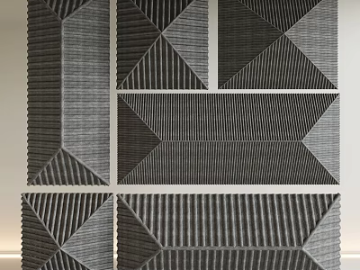Architectural Components Featuring Geometric Shapes Triangles Rectangles Striped Textured Surfaces in Black White Gray Tones 3d model