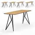Modern Wooden Top Dining Table With Black Metal Legs And Sleek Minimalist Design