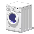 Modern White Front Load Washing Machine with Control Panel Knob Display and Vertical Side Stripes 3d model