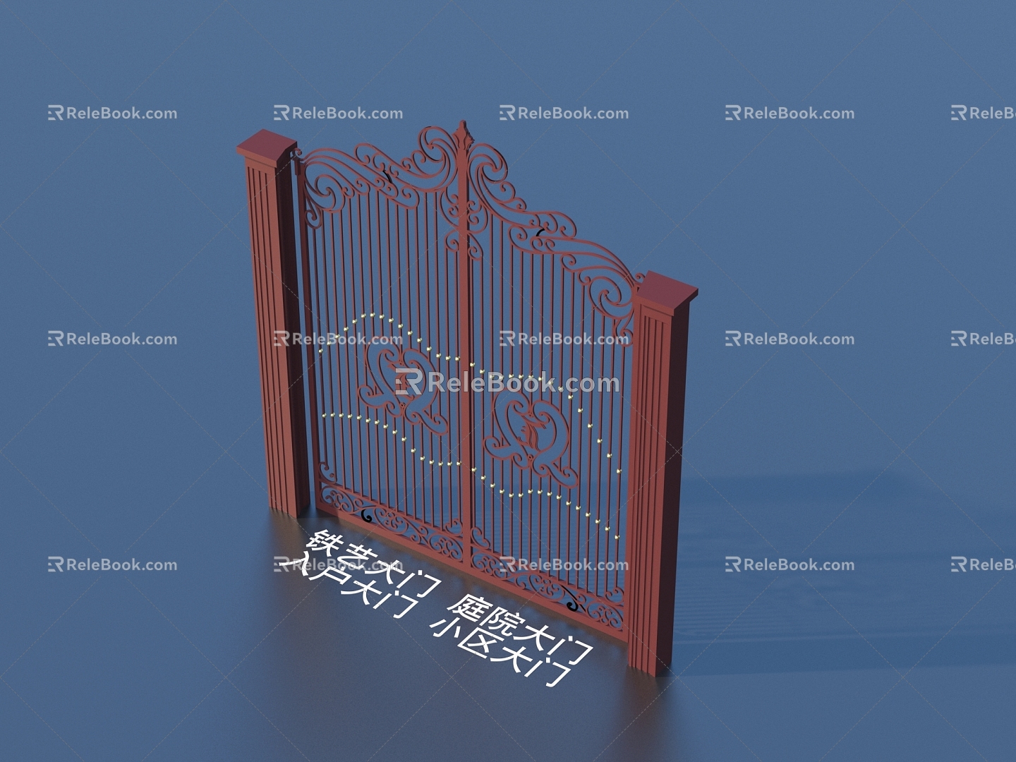 Wrought Iron Gate Courtyard Gate Entrance Gate Community Gate 3d model