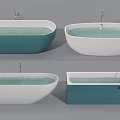 Modern Blue And White Oval Freestanding And Rectangular Built in Bathtubs With Faucets And Water