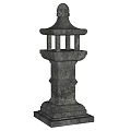 Traditional Garden Landscape Design With Ornate Stone Lantern Decorative Structure
