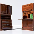 Wooden Storage Cabinets Featuring Drawers Open Shelves Foldable Tabletop and Cabinet Doors
