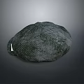 Dark Colored Herringbone Pattern Fabric Hat with Round Top Shape and Small Side Label 3d model