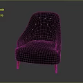 Classic Deep Purple Tufted Armchair With Button Details And Wooden Legs