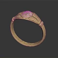 Gold Ring With Pink Opal Stone And Intricate Decorative Details 3d model