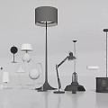 Modern Stylish Chandelier With Various Floor And Table Lamps In Design Collection