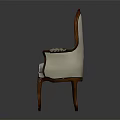 Elegant Single Sofa With Wooden Frame And Floral Embroidery On Light Colored Backrest