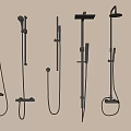 Various Wall Mounted Shower Systems With Modern Designs And Handheld Sprayers 3d model