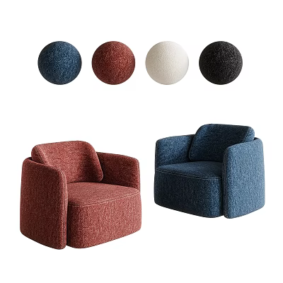 Stylish Modern Single Seater Sofa With Rounded Design And Color Options 3d model