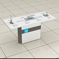 Modern White Functional Desk With Multi Device Holders And Logo Display Base 3d model