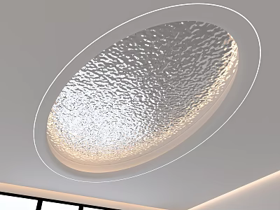 Elegant Modern Textured Circular Ceiling Design For Home Interior With LED Strip Lights 3d model