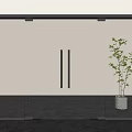 Sleek Glass Double Doors In Modern Interior With Potted Plant And Grey Floor