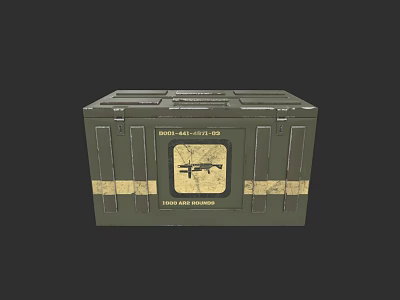 Green Military Weapon Box With Small Arms Equipment Label Third Army Storage Container 3d model