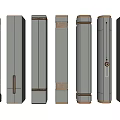 Various Modern Column Designs Featuring Gray Bodies And Copper Decorative Bands 3d model