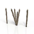 Isolated Natural Dry Wooden Sticks Decorative Arrangement On White Background