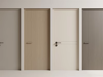 Four Modern Hinged Doors in Various Colors and Styles for Home Interior 3d model