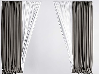 Curtain Fabric Curtain Window Screen Tulle Gauze Curtain 3d model