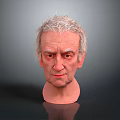 Realistic Elderly Man With Gray Hair Serious Expression Head On Gray Gradient Background With Reflection 3d model