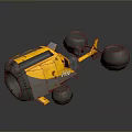 Yellow Hex Marked Vehicle With Large Wheels And Robust Industrial Structure 3d model